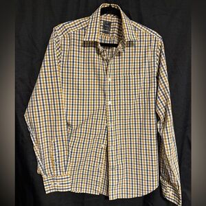 GAP Casual Button Down Shirt in Blue and Mustard, Size M